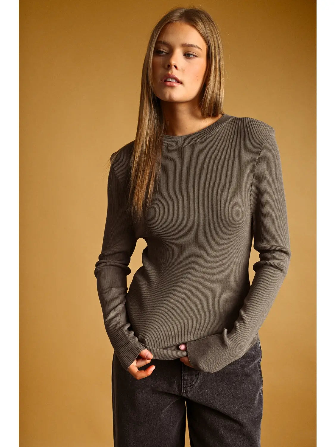 Ribbed Long Sleeve Basic Top