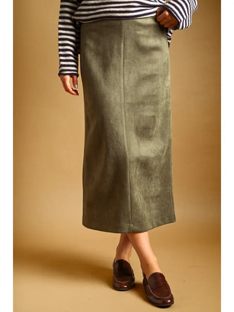 Suede Straight Skirt