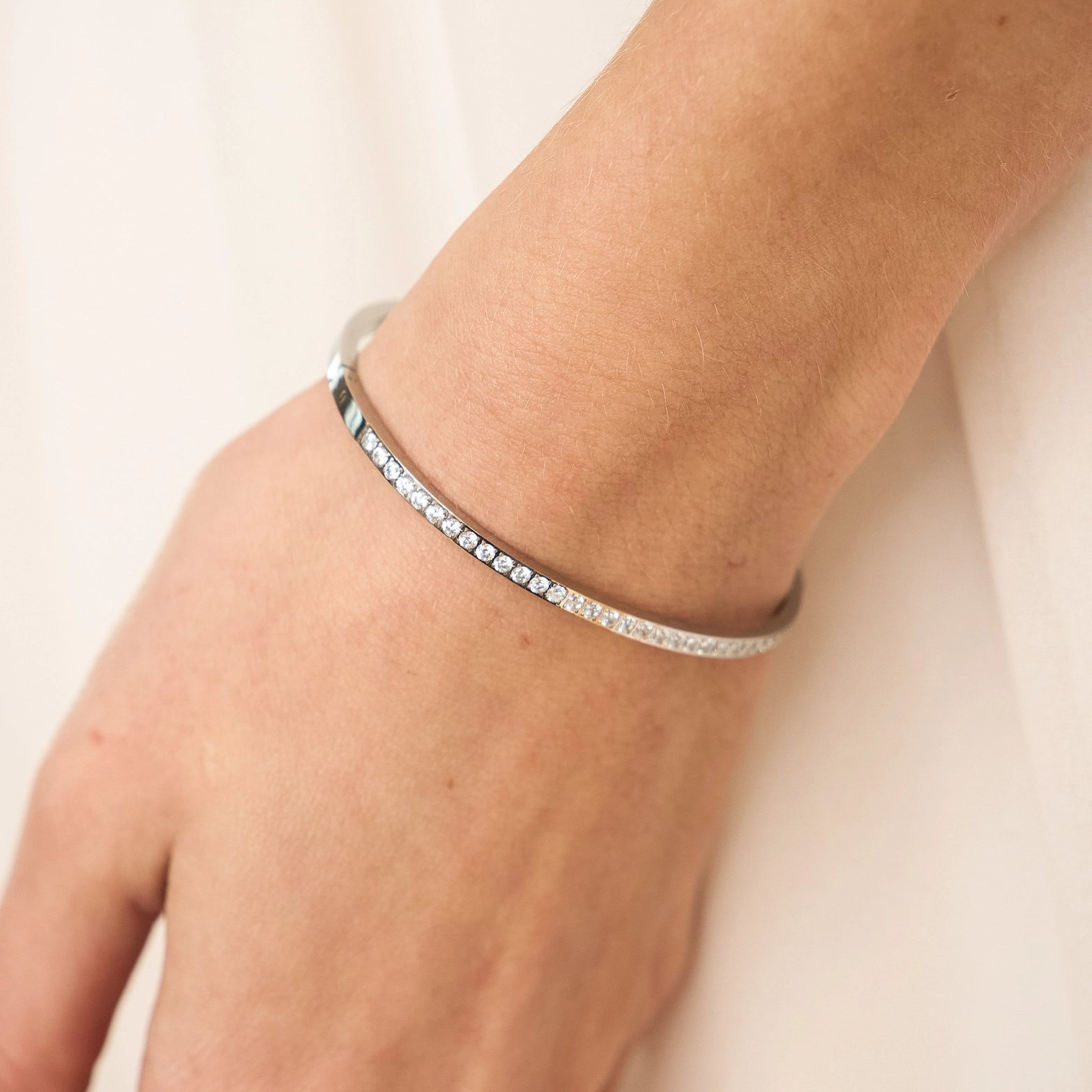 Waterproof Silver Lined Diamond Bangle