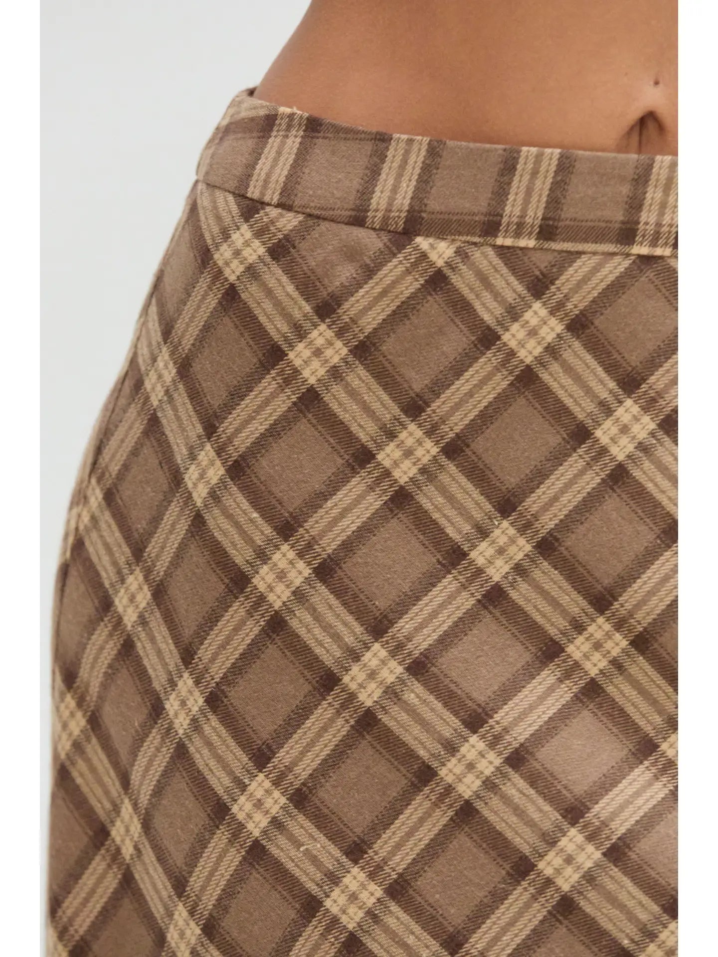 Sandra Plaid Flowy Midi Skirt