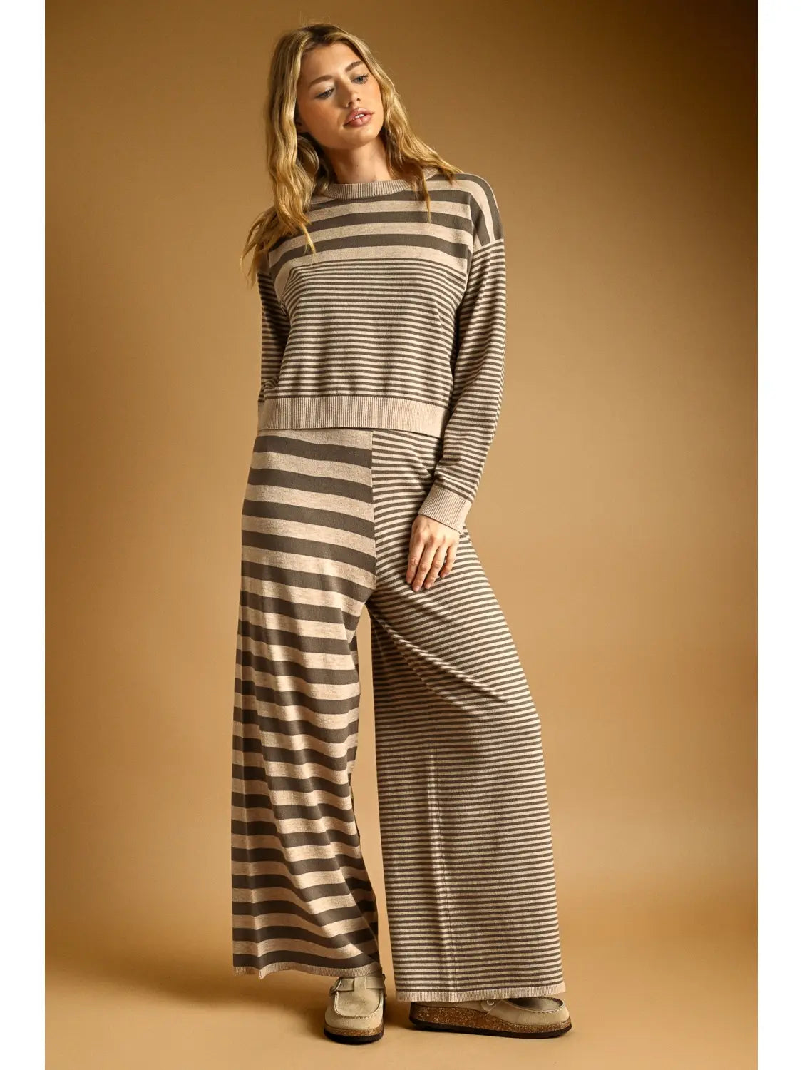 Multi Stripe Pattern Lounge Knit Top