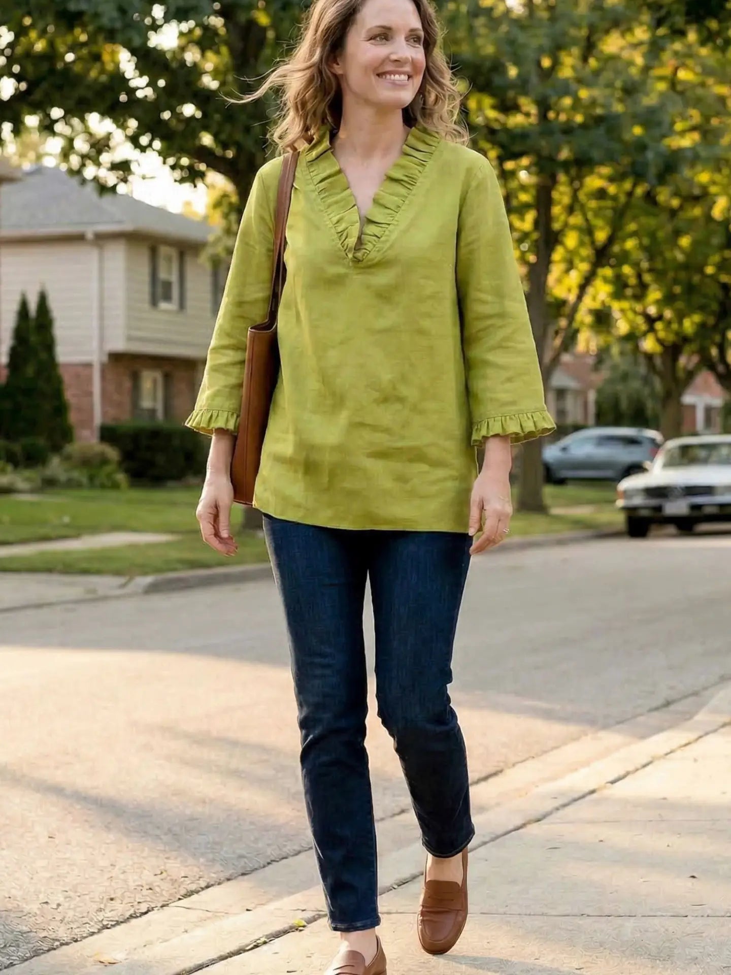Charleston Ruffle Linen Top