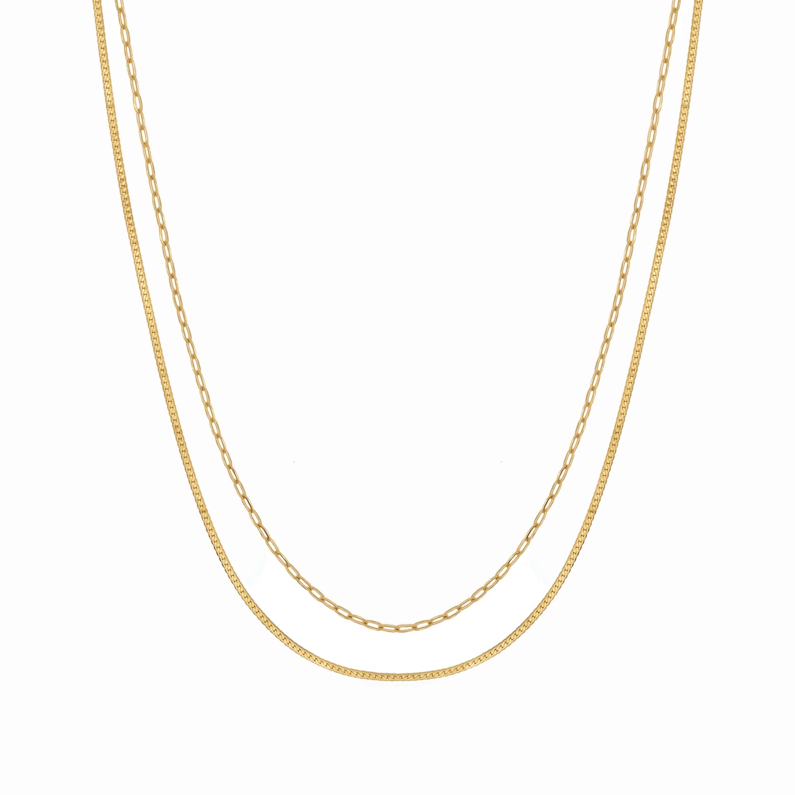 Waterproof Gold Double Layer Paperclip Necklace