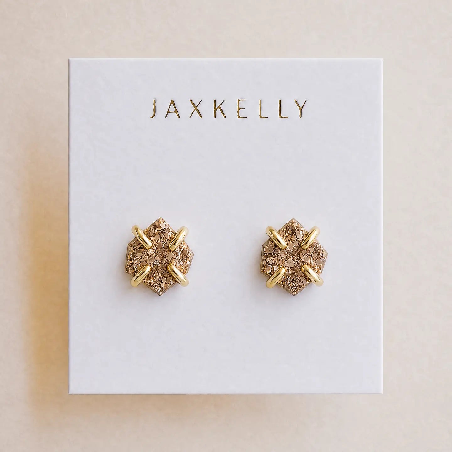 Druzy Prong Gold Earrings