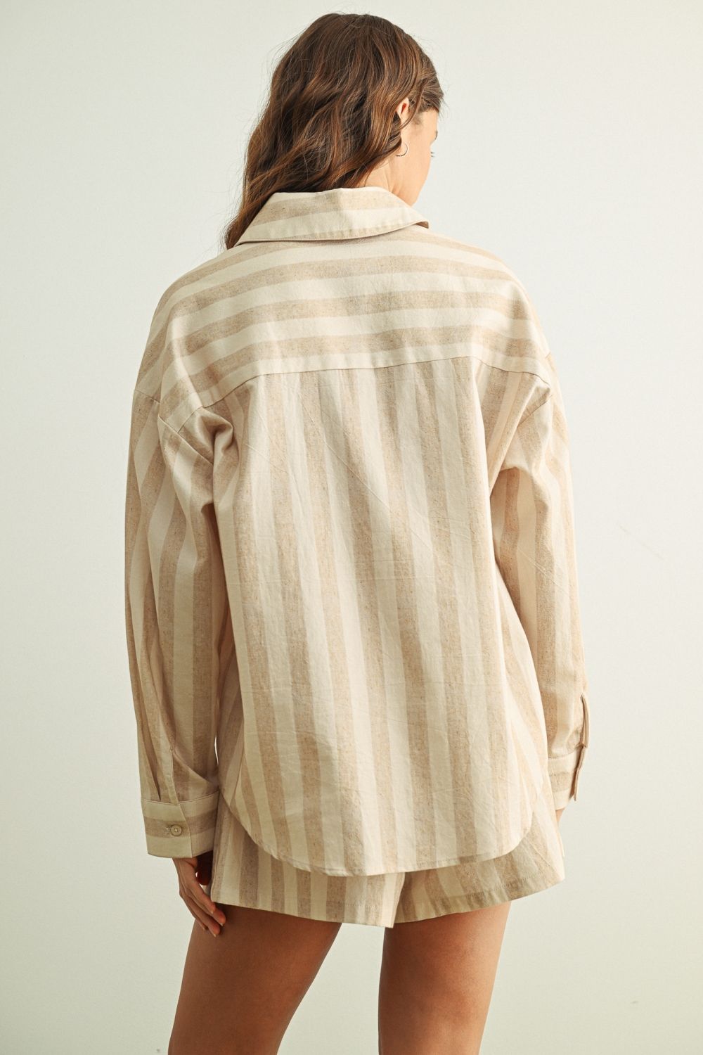 Striped Button Front Long Sleeve Shirt