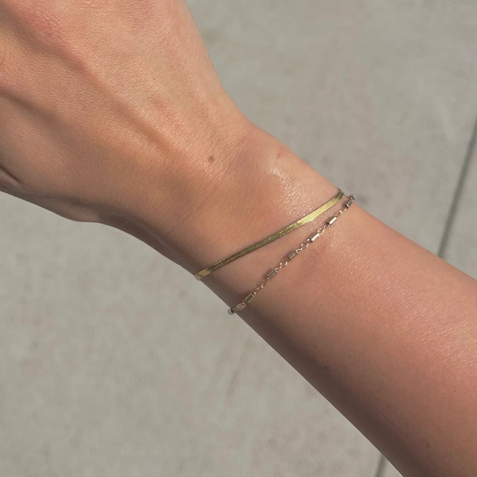 Micro Silver Herringbone Bracelet