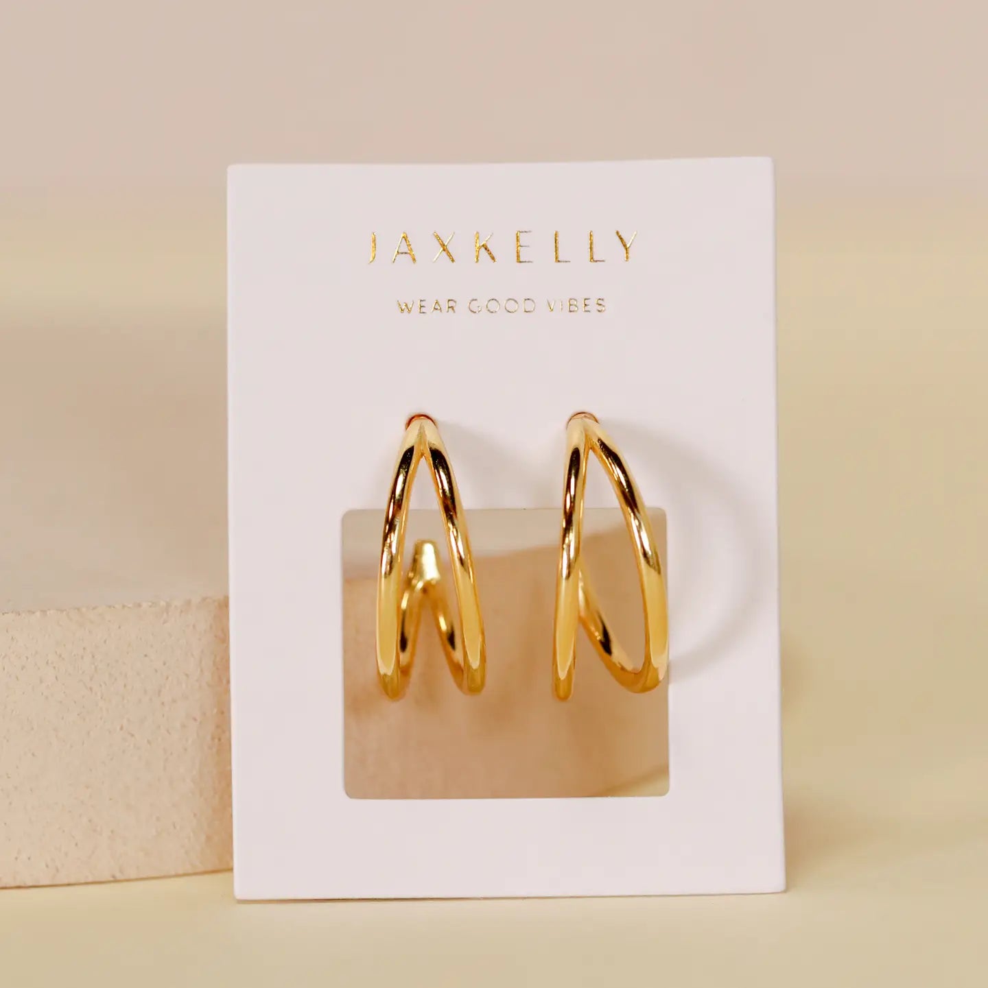 Illusion Double Hoop - Gold Earrings