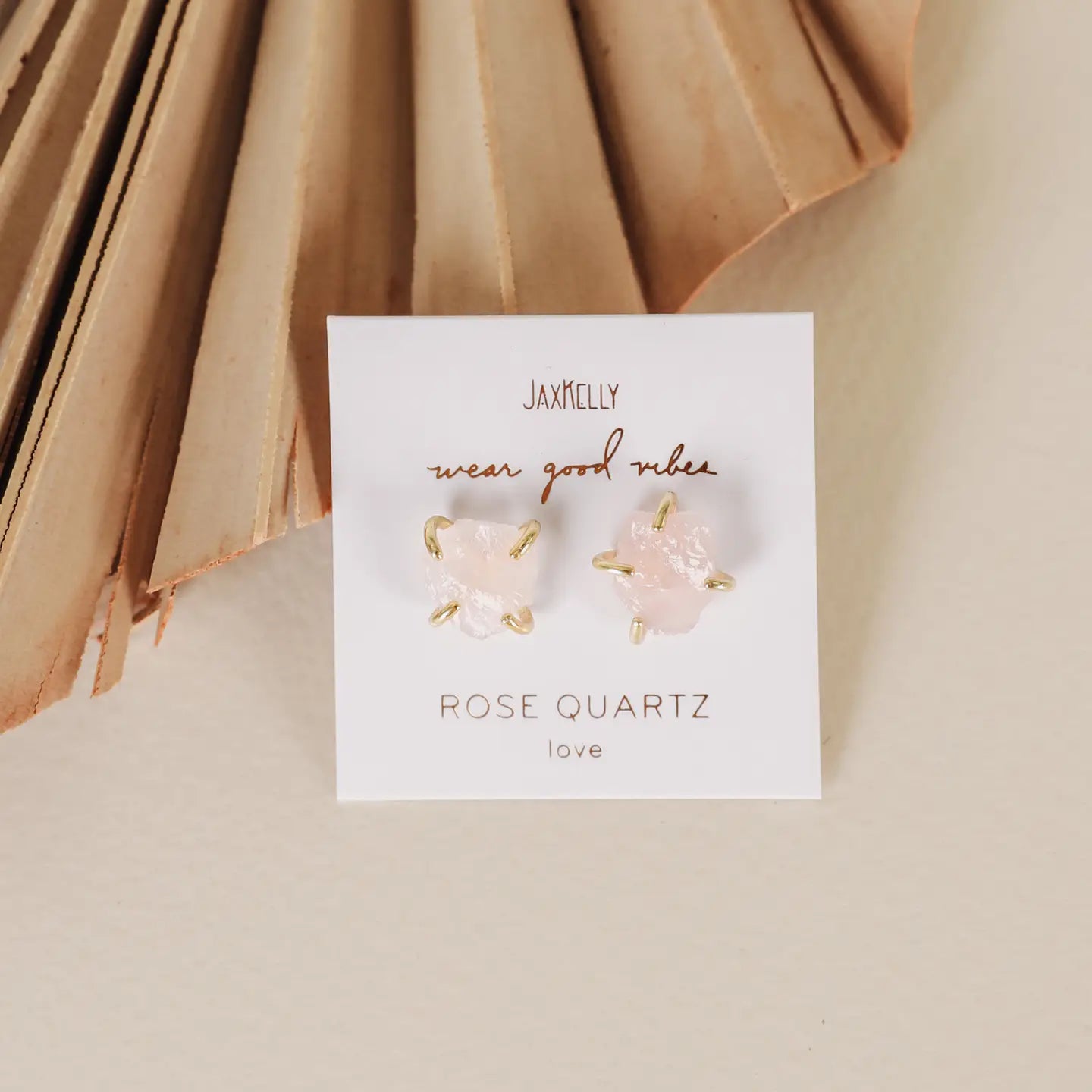 Gemstone Prong - Rose Quartz - Gold Earrings