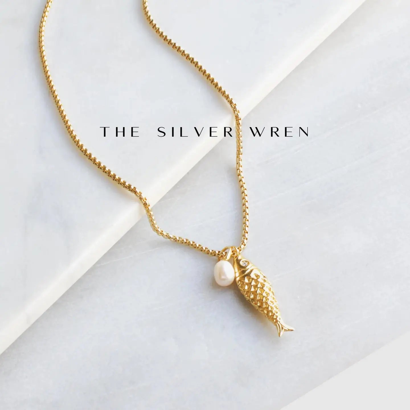Pearl Gold Fish Pendant Necklace