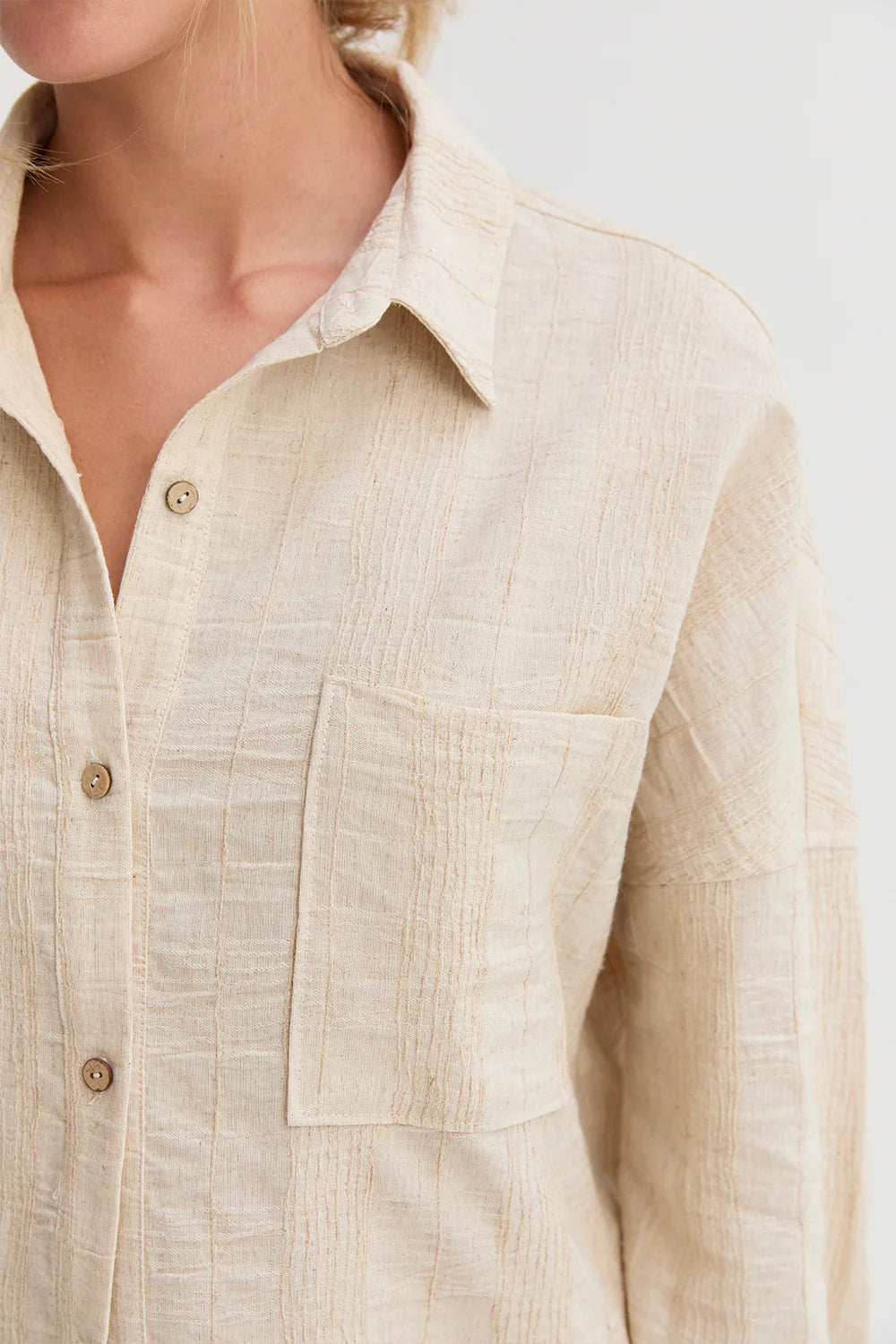 Lara Stripe Textured Linen Shirt