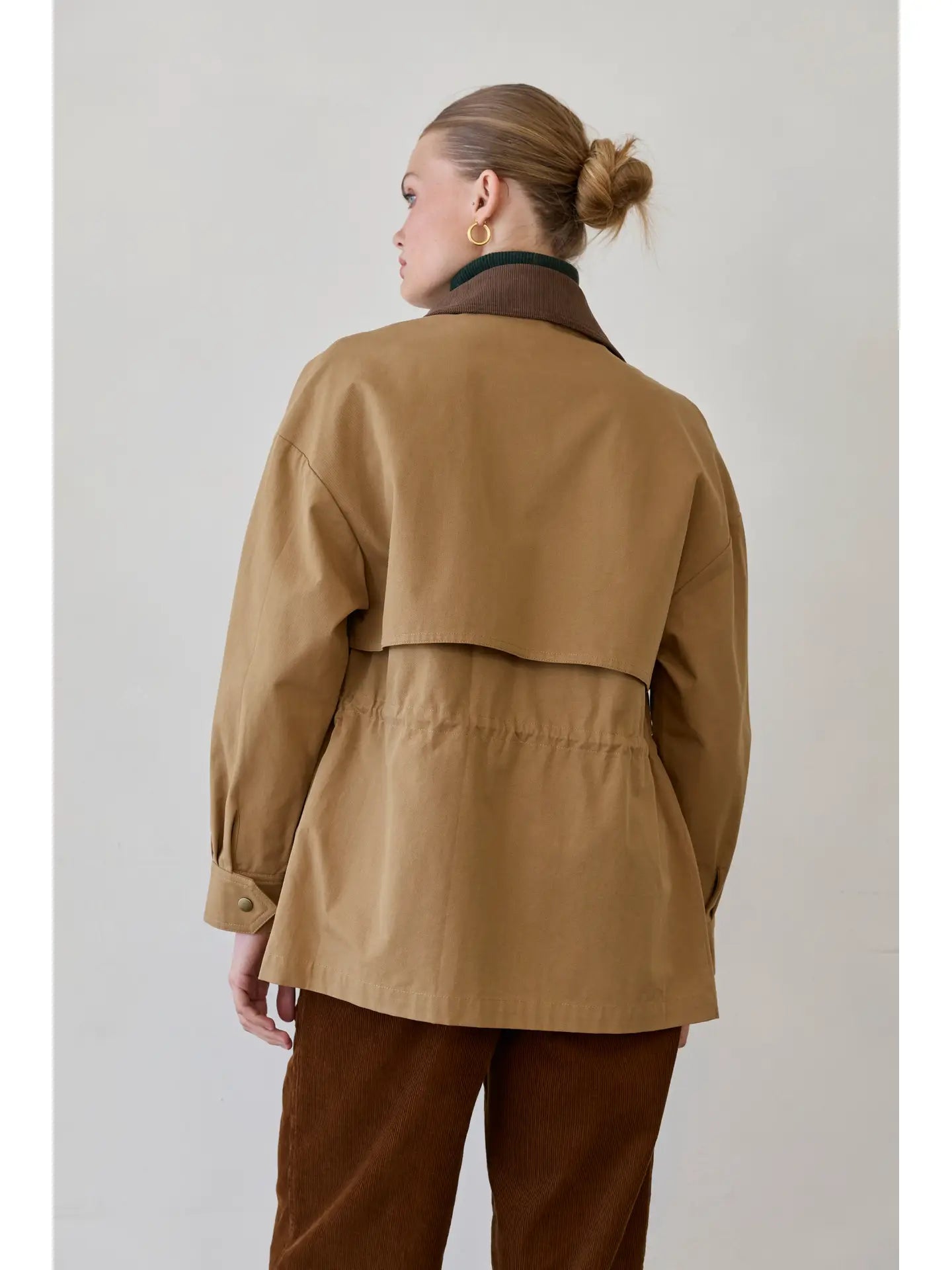 Lennon Contrast Collar Drawstring Waist Barn Jacket