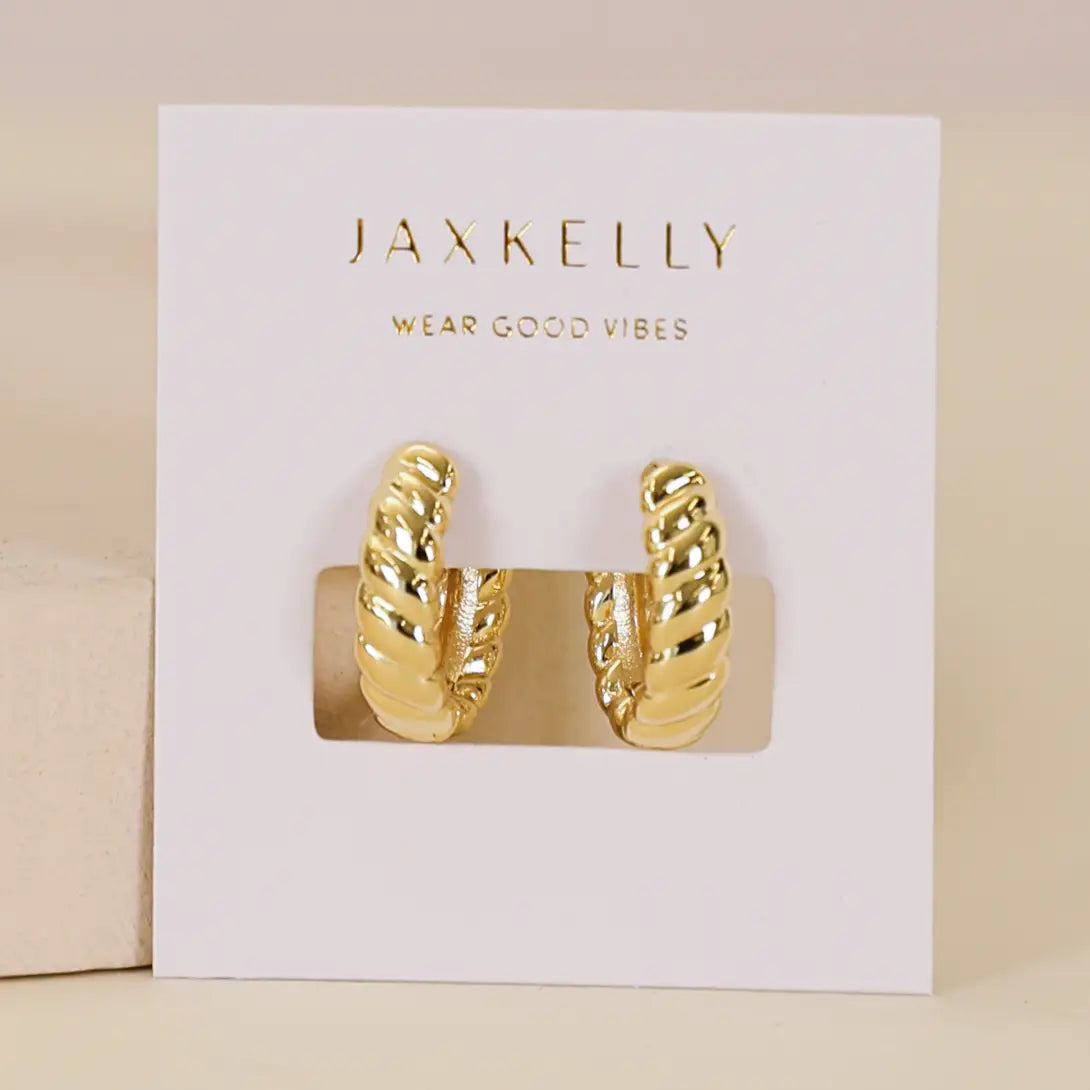 Small Channel Gold Hoop Earrings