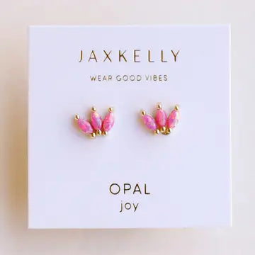 Opal Crown Stud - Gold Earrings