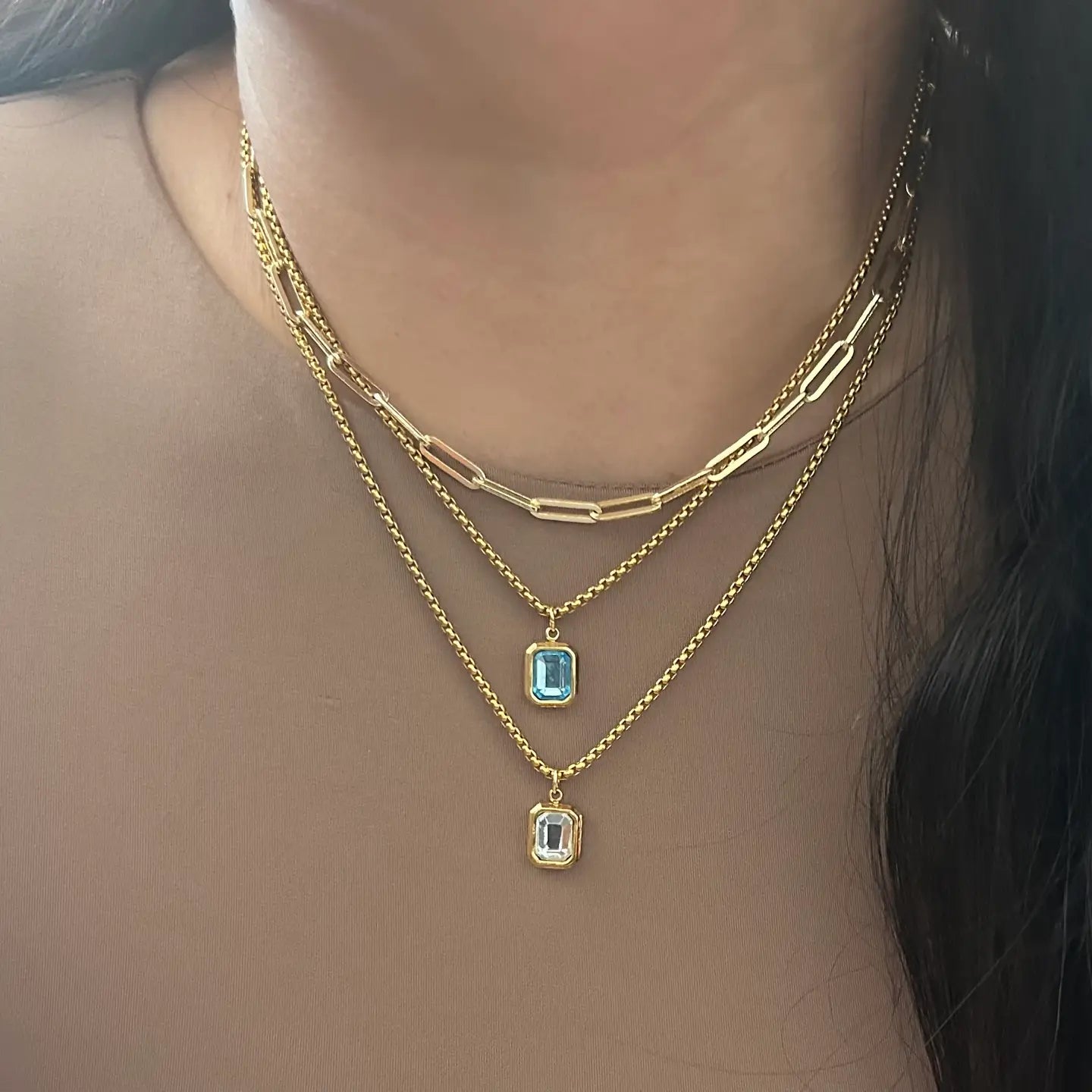 Blue Crystal Pendant Necklace
