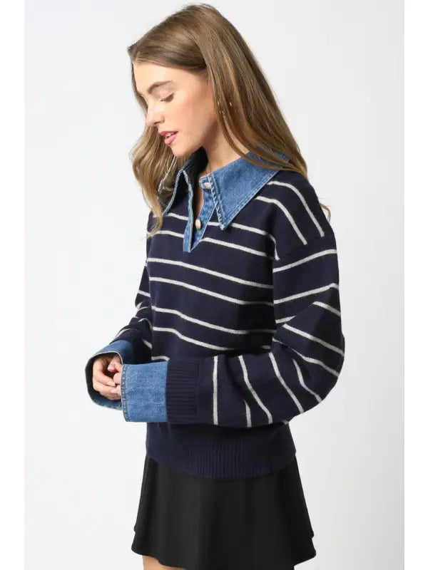 Sofia Stripe Collared Sweater