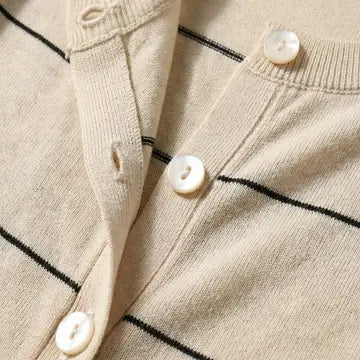 Striped Button-Up Short Sleeve Cardigan