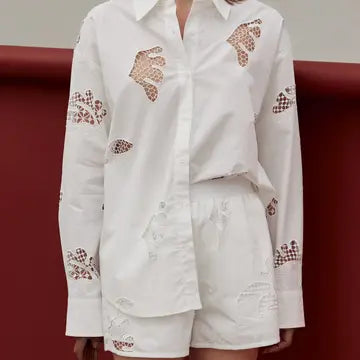 Embroidered Detail Oversize Shirt