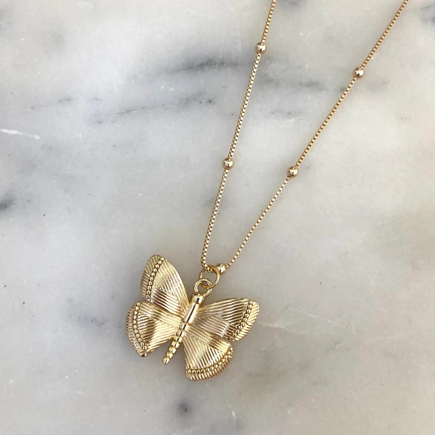 Gold Butterfly Pendant Necklace Monarch Butterflies Wings