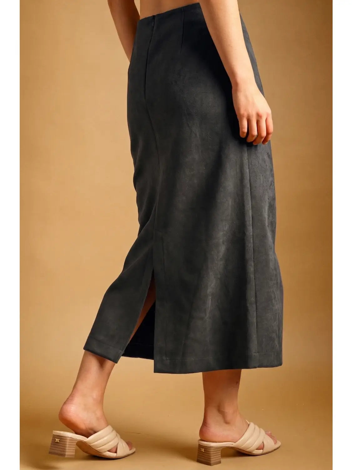 Suede Straight Skirt