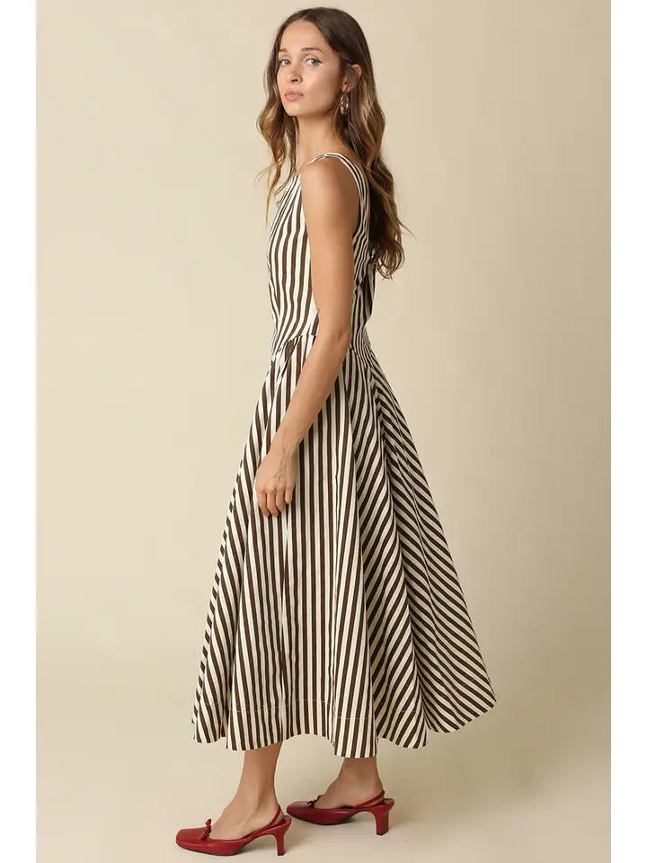 Cocoa Stripe Maxi Dress