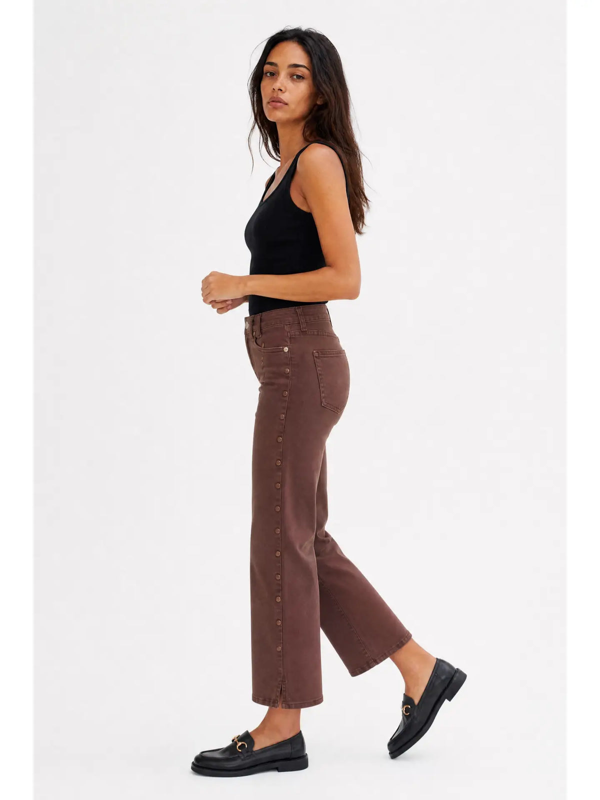 Addington Mid Rise Wide Leg Crop Sculpt+ Chocolate Brown Overdye
