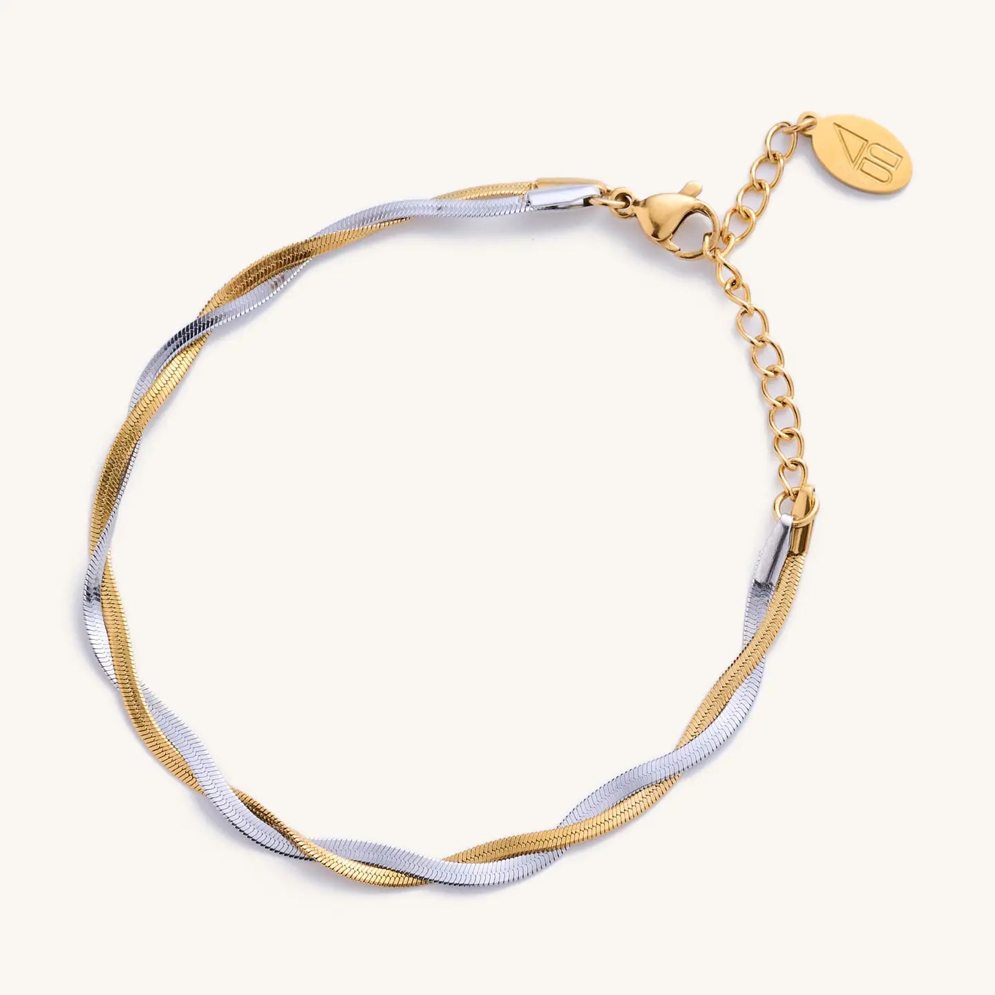Mixed Metal Herringbone Bracelet