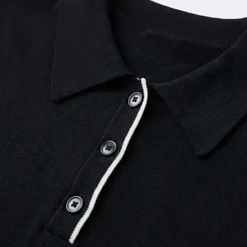 Polo Shirt with White Trim and Button Detail