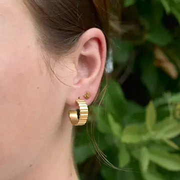 Dylan Ridged Gold Hoops