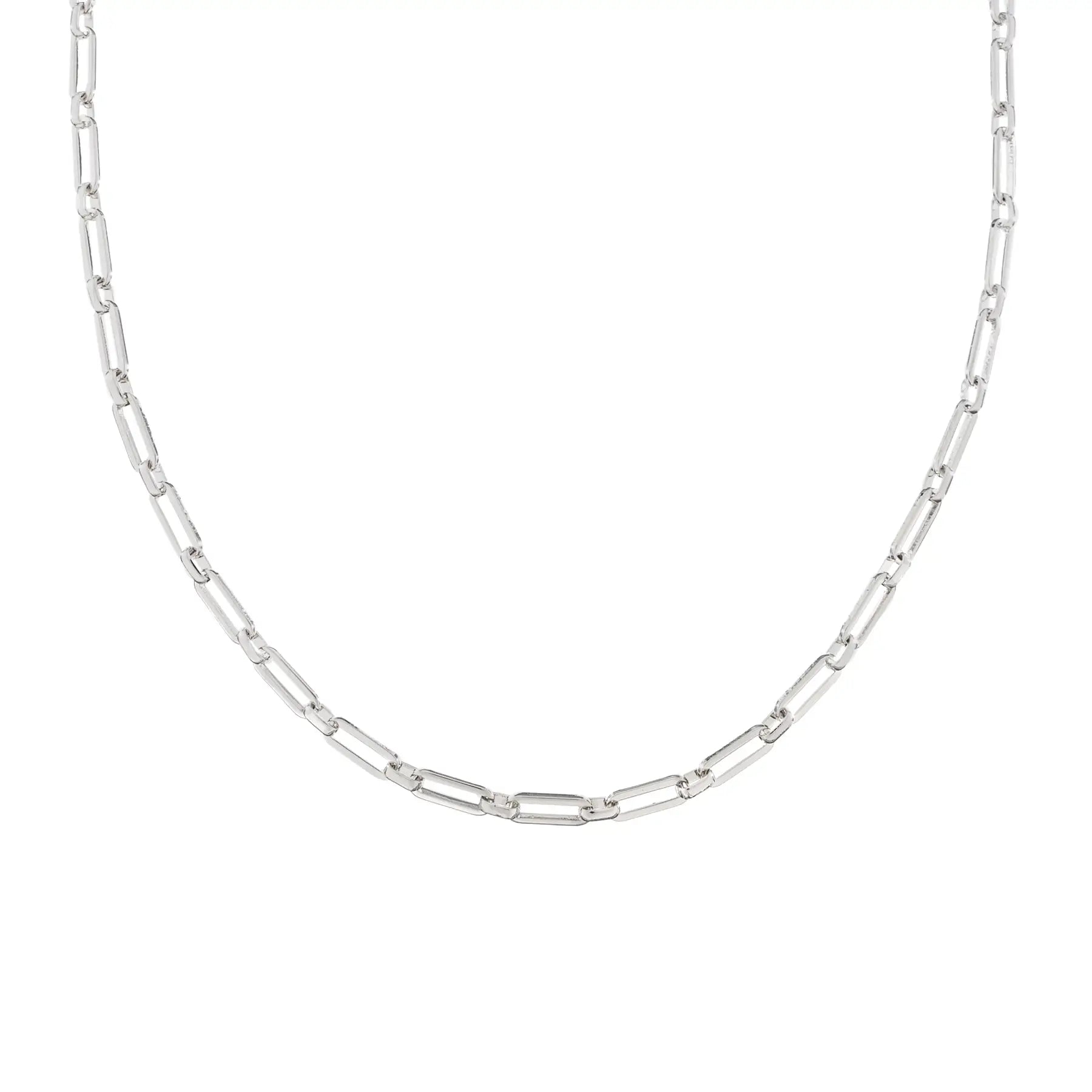 Waterproof Silver Paperclip Chain Necklace
