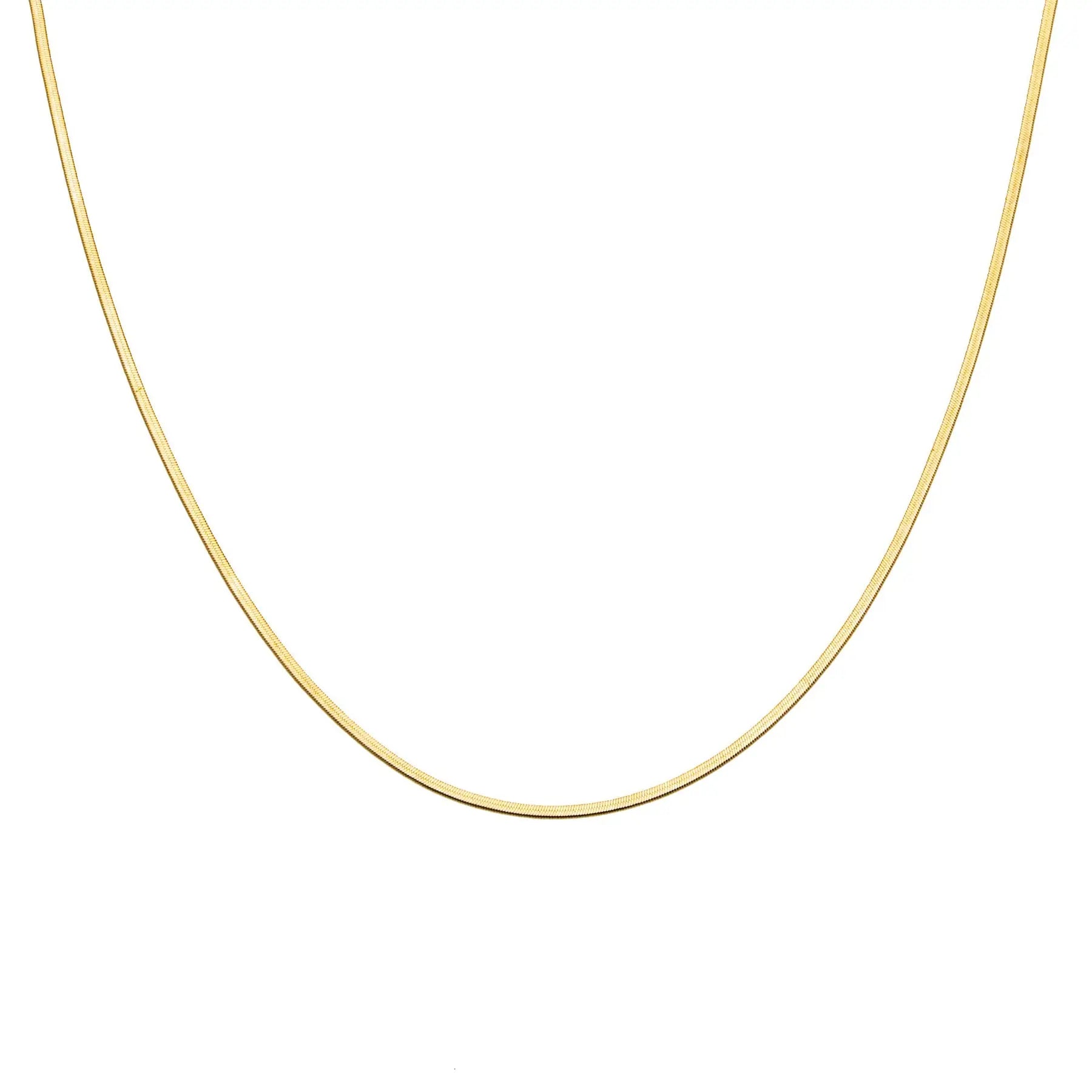 Waterproof Gold Micro Herringbone Necklace