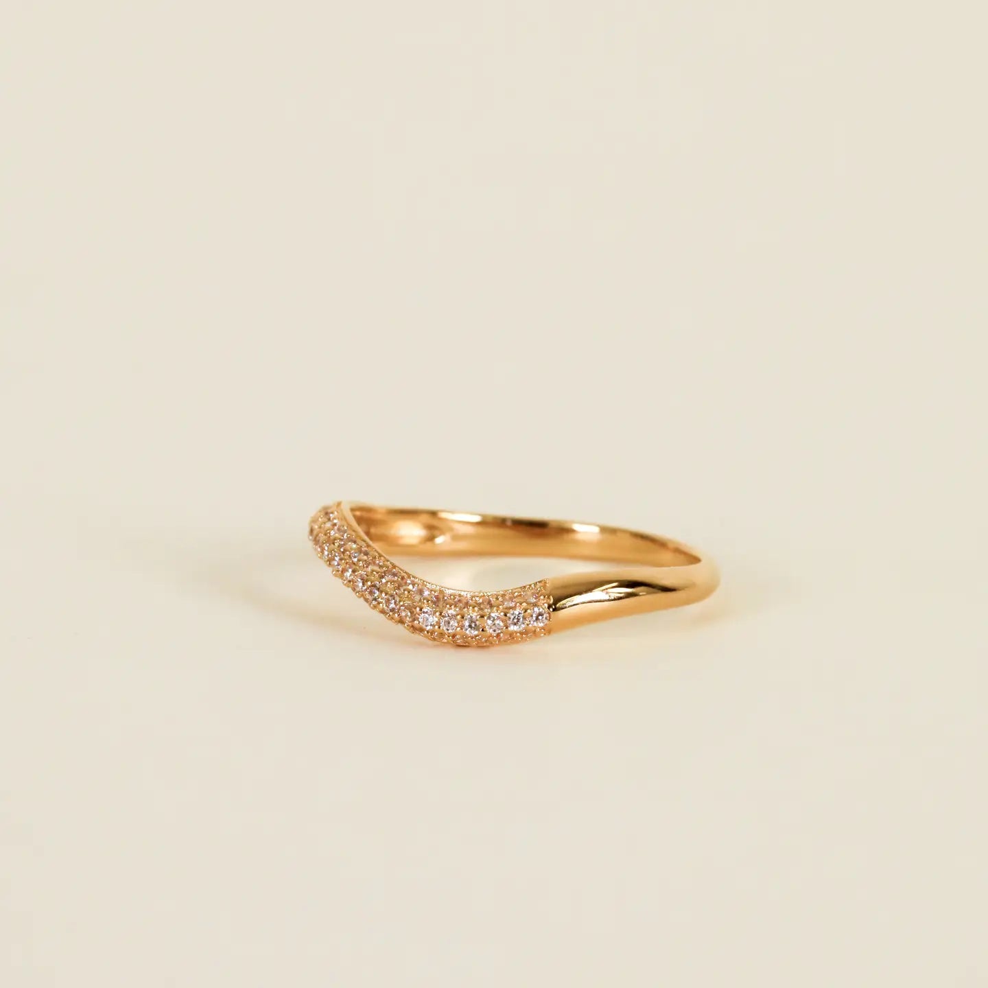 Gold Rings - Pave Wave - Champagne Cz