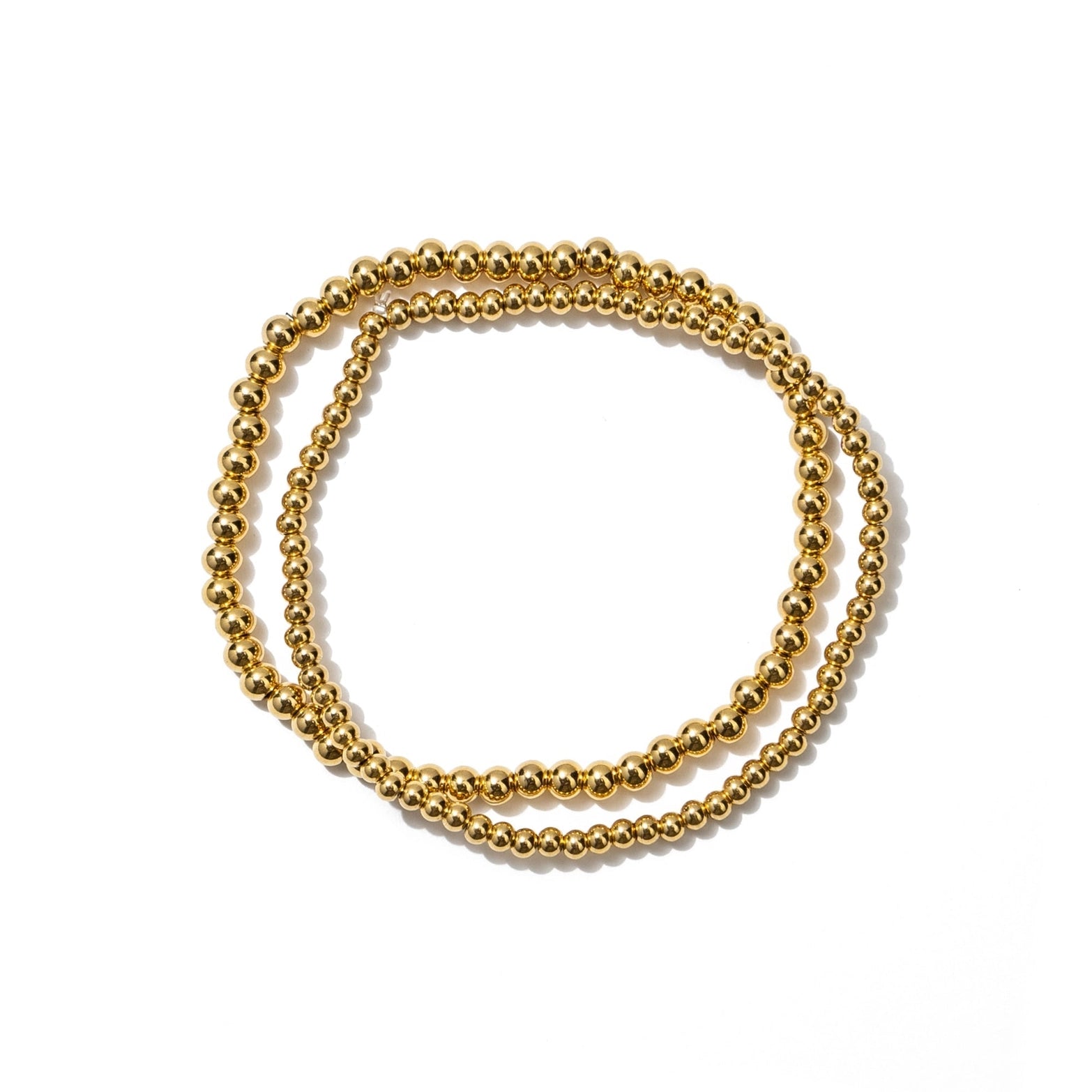 Waterproof Dainty Gold Double Beaded Bracelet