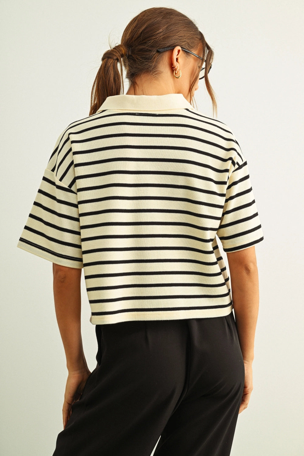 Stripe Pattern Short Sleeve Polo Shirts