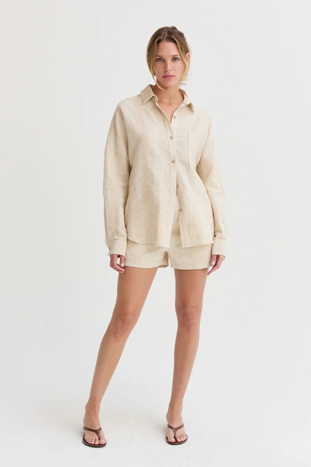 Lara Stripe Textured Linen Shirt