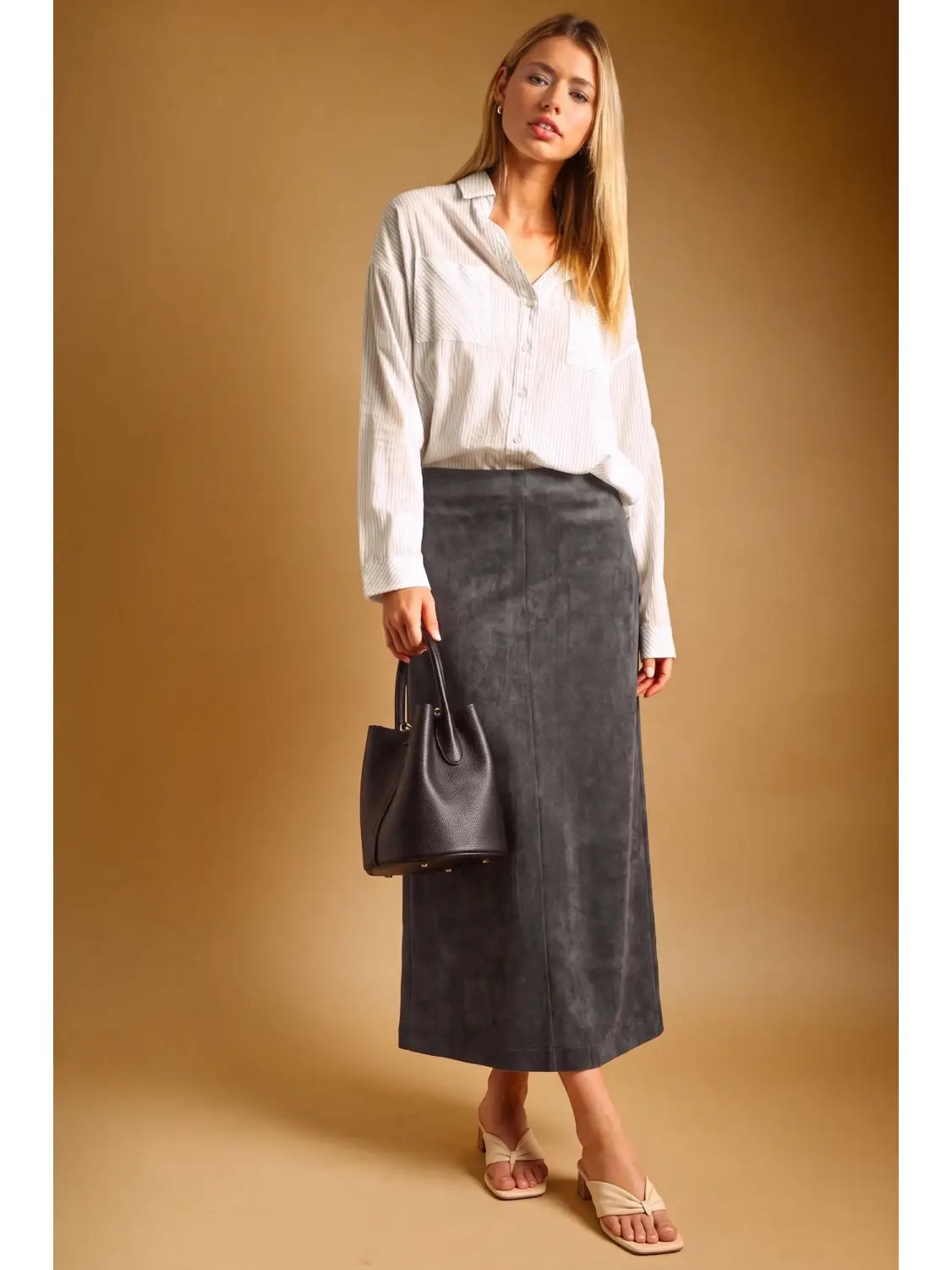 Suede Straight Skirt