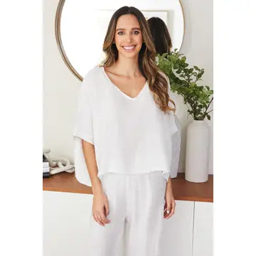 Linen Dolman Sleeve Crop Top