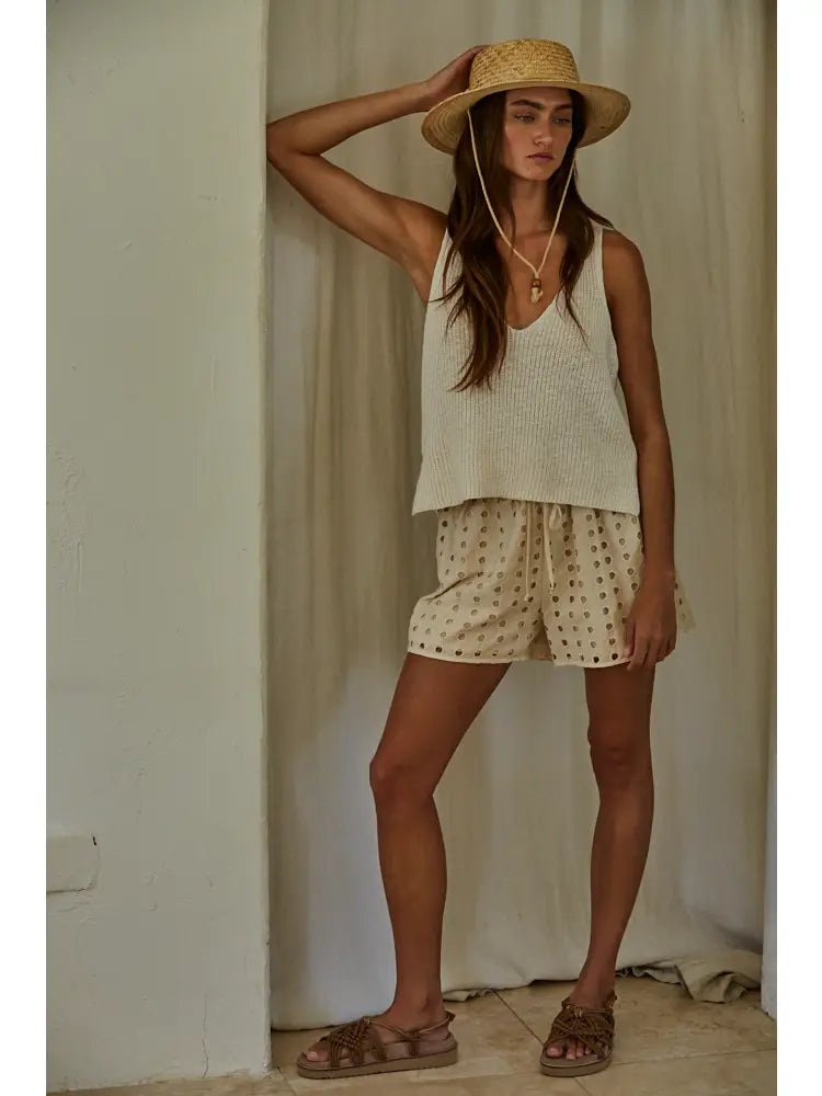 Knit Sweater Cotton V-Neck Sleeveless Tank Top