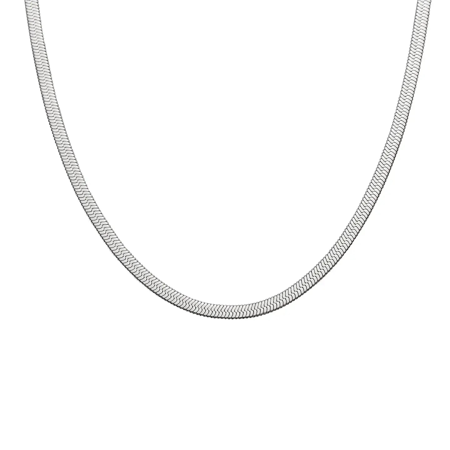 Waterproof Silver Herringbone Necklace