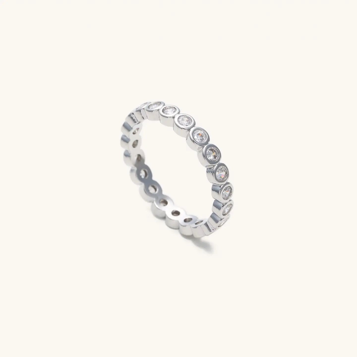 Evie Silver Circle Gem Ring