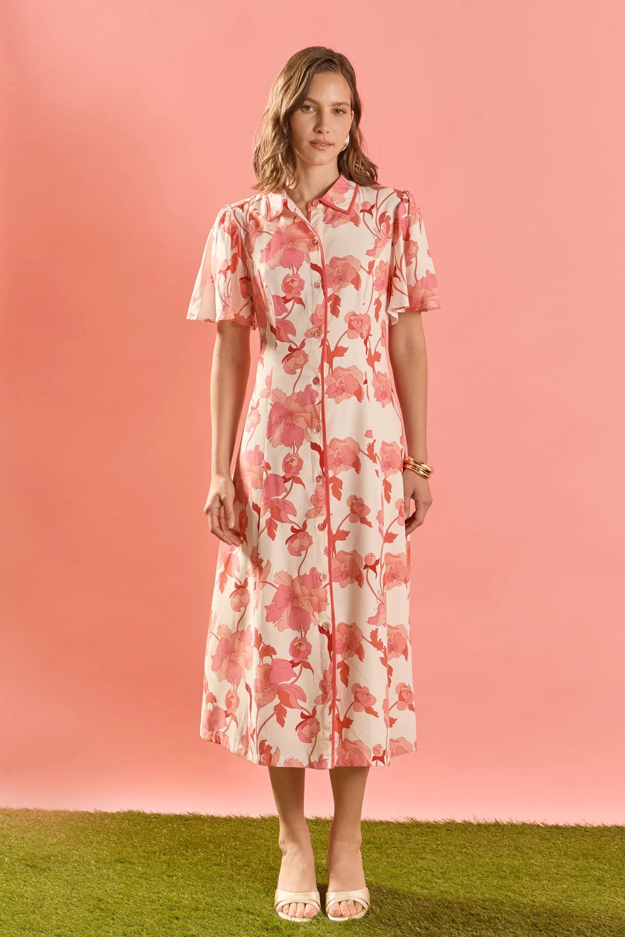 Floral A-Line Mini Shirt Dress