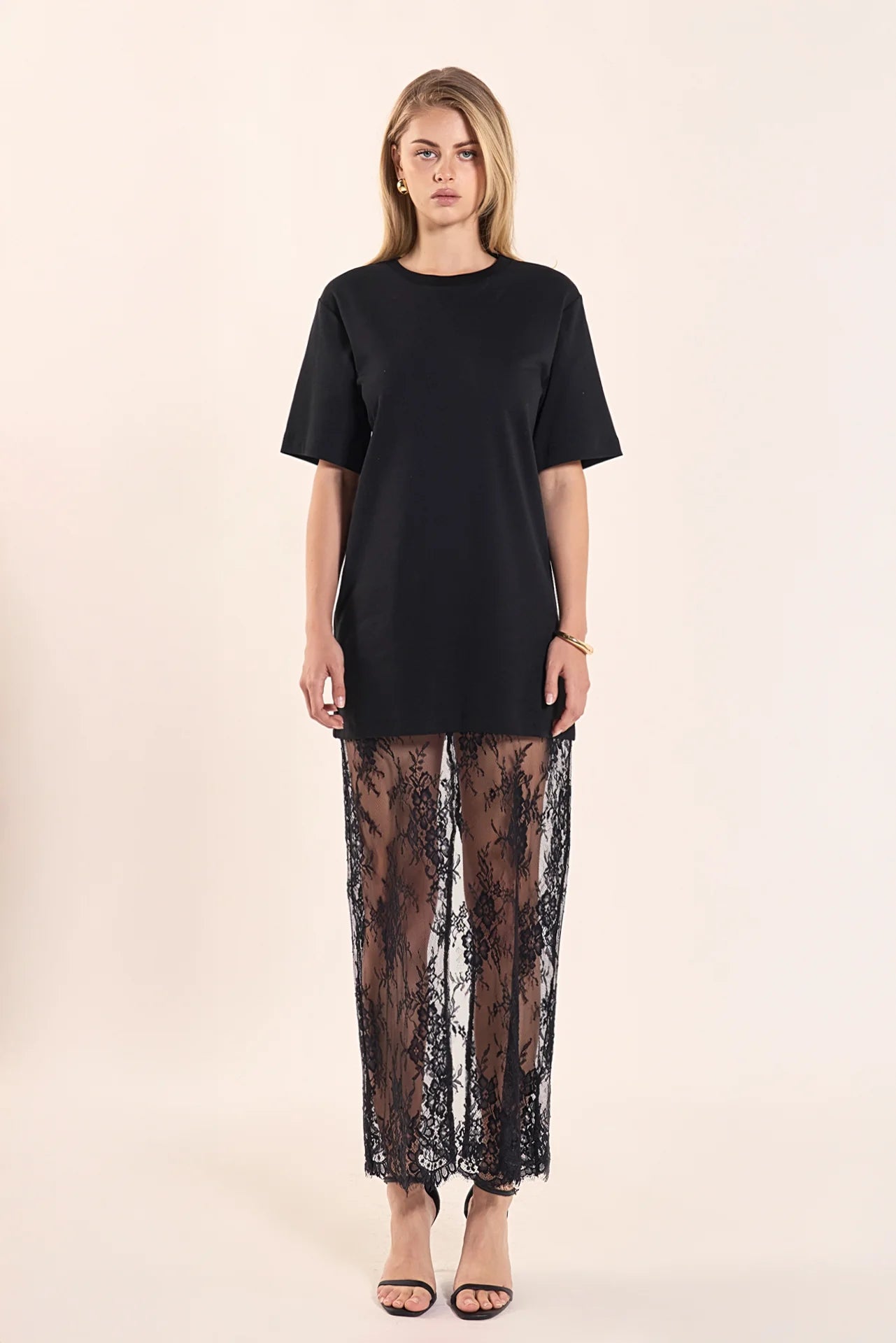 Mix Media T-Shirt Lace Dress