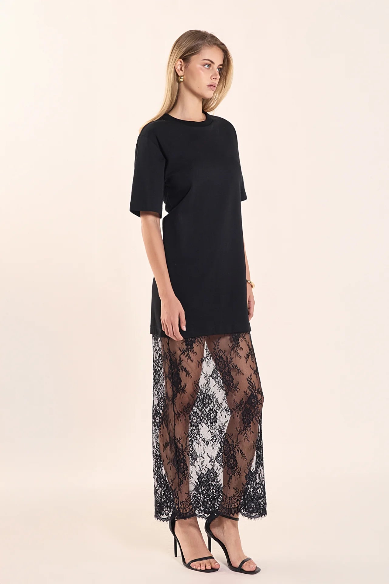 Mix Media T-Shirt Lace Dress