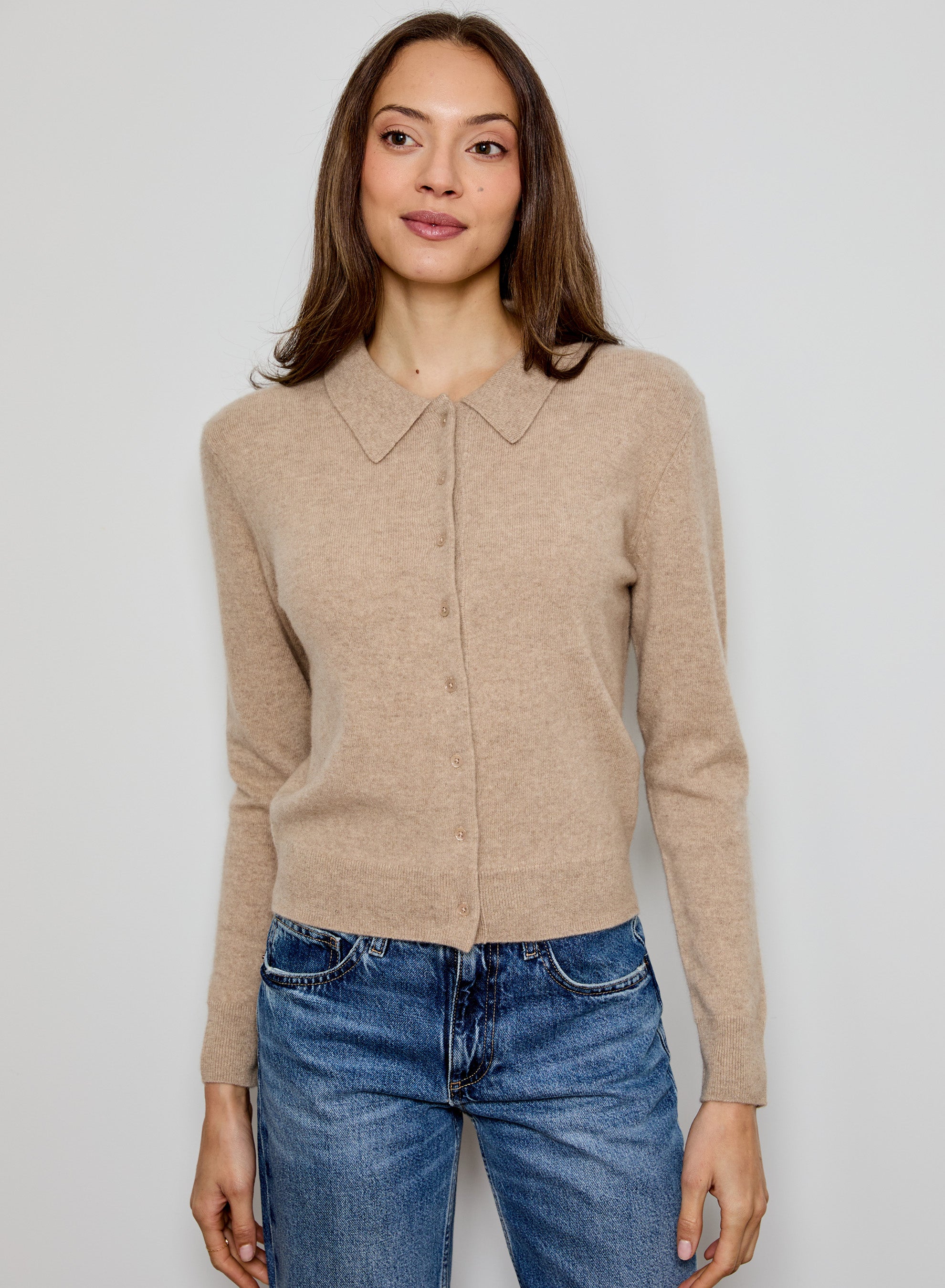 V-Neck Cashmere Polo Cardigan