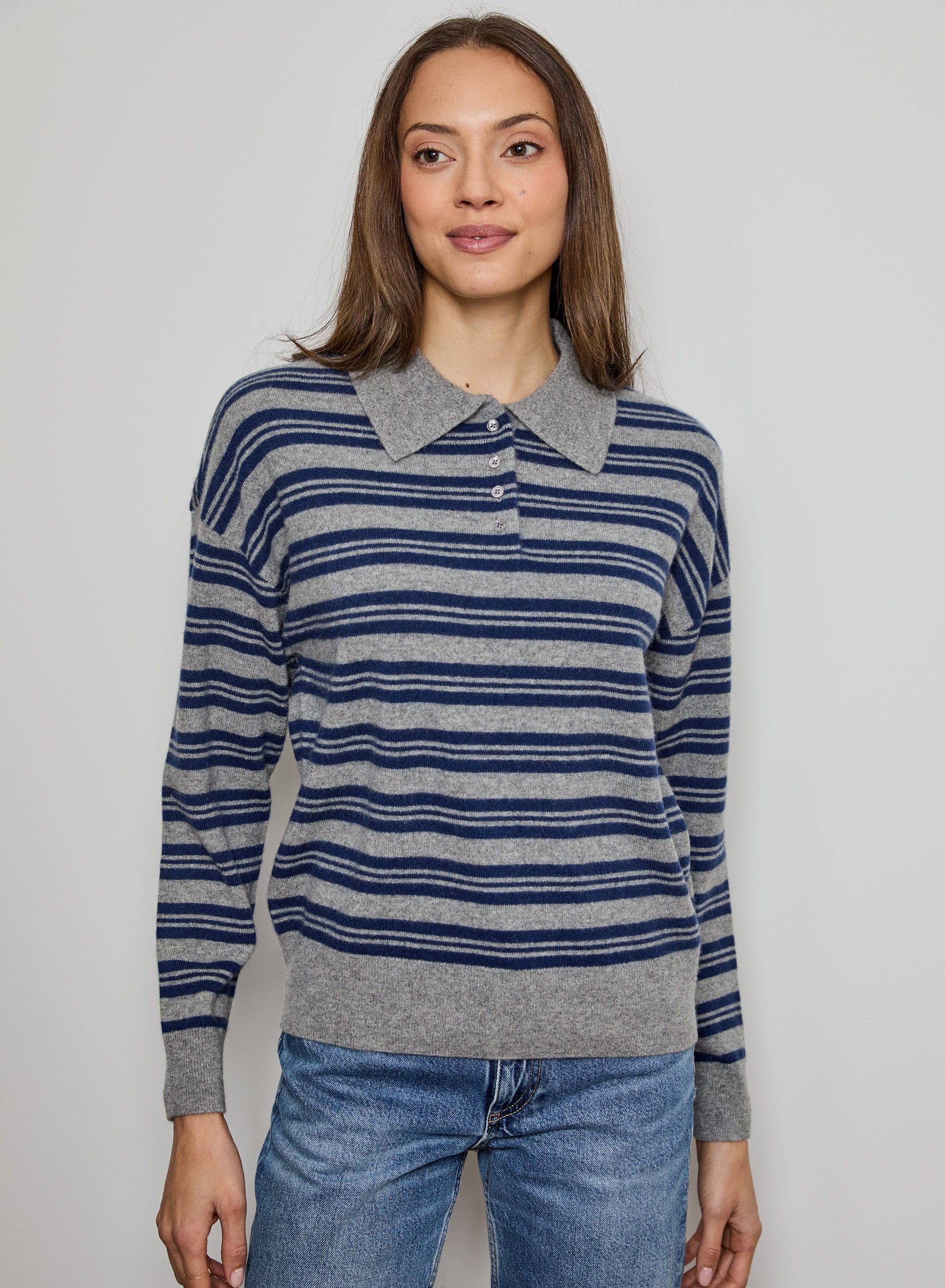 Stripe Cashmere Polo