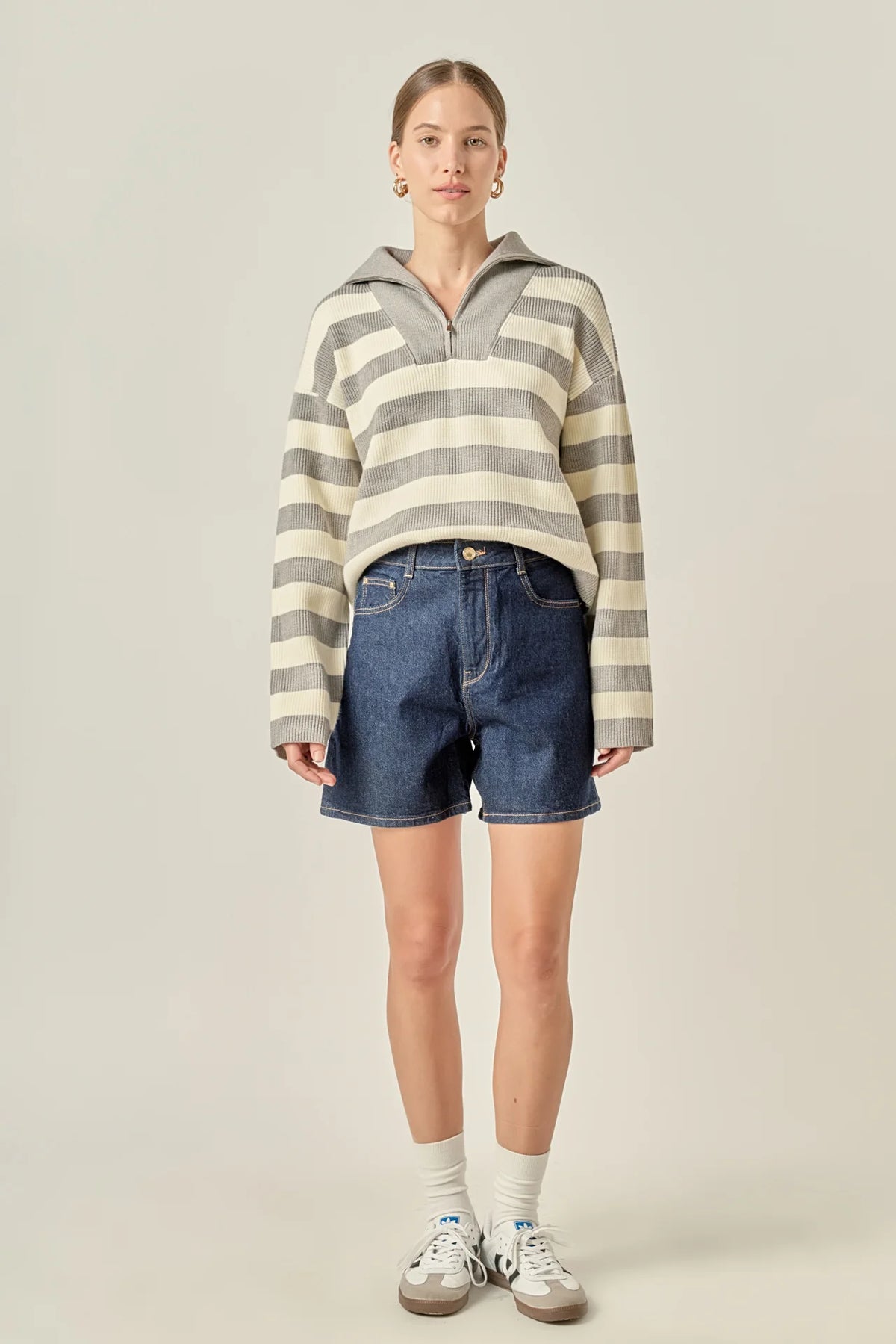Striped Half Zip Sweater