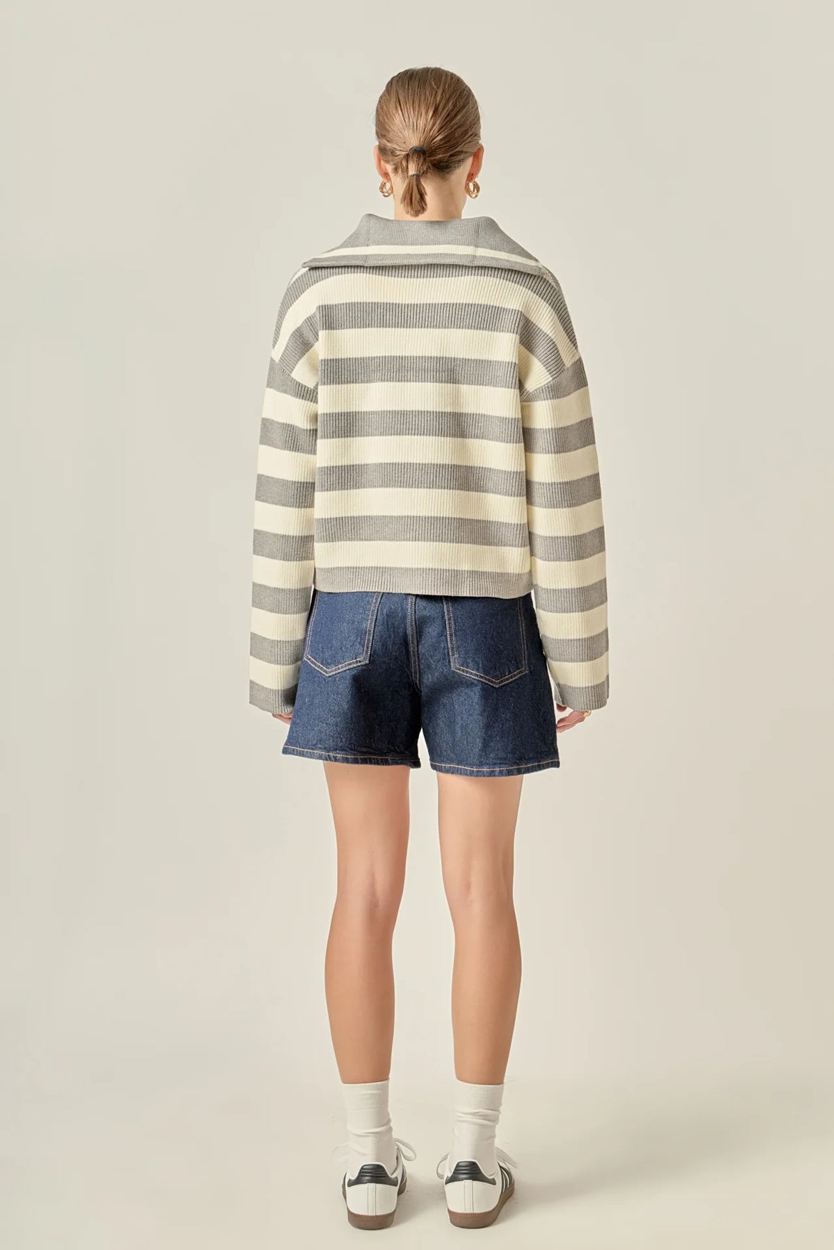 Striped Half Zip Sweater