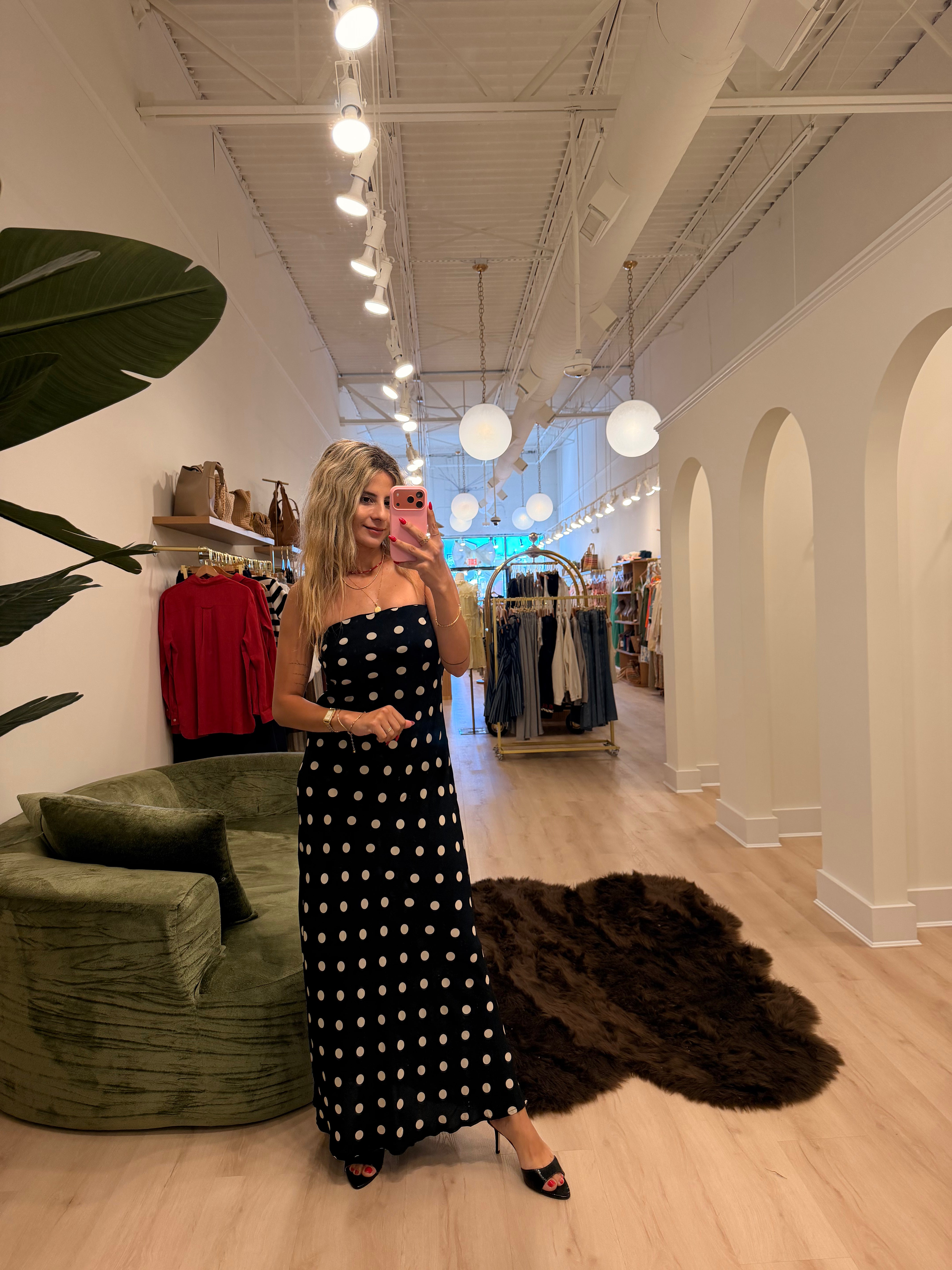 Patsy Strapless Polka Dot Maxi Dress