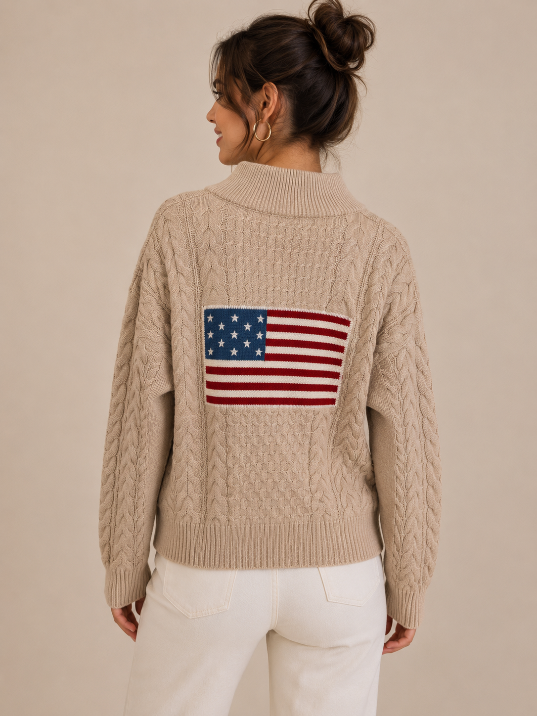 Flag 1/2 Zip Cable Sweater