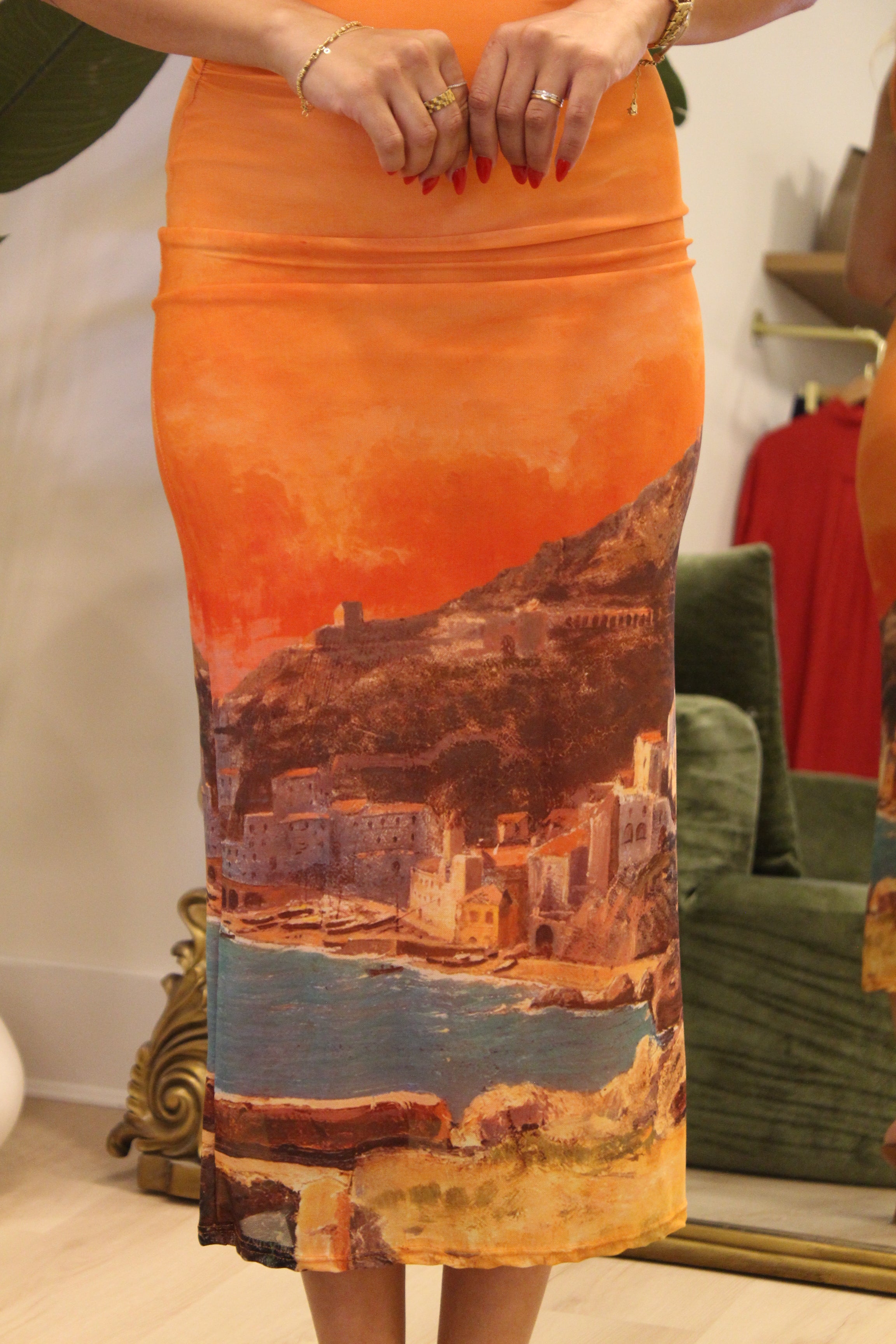 Printed Square Neck Maxi Dress
