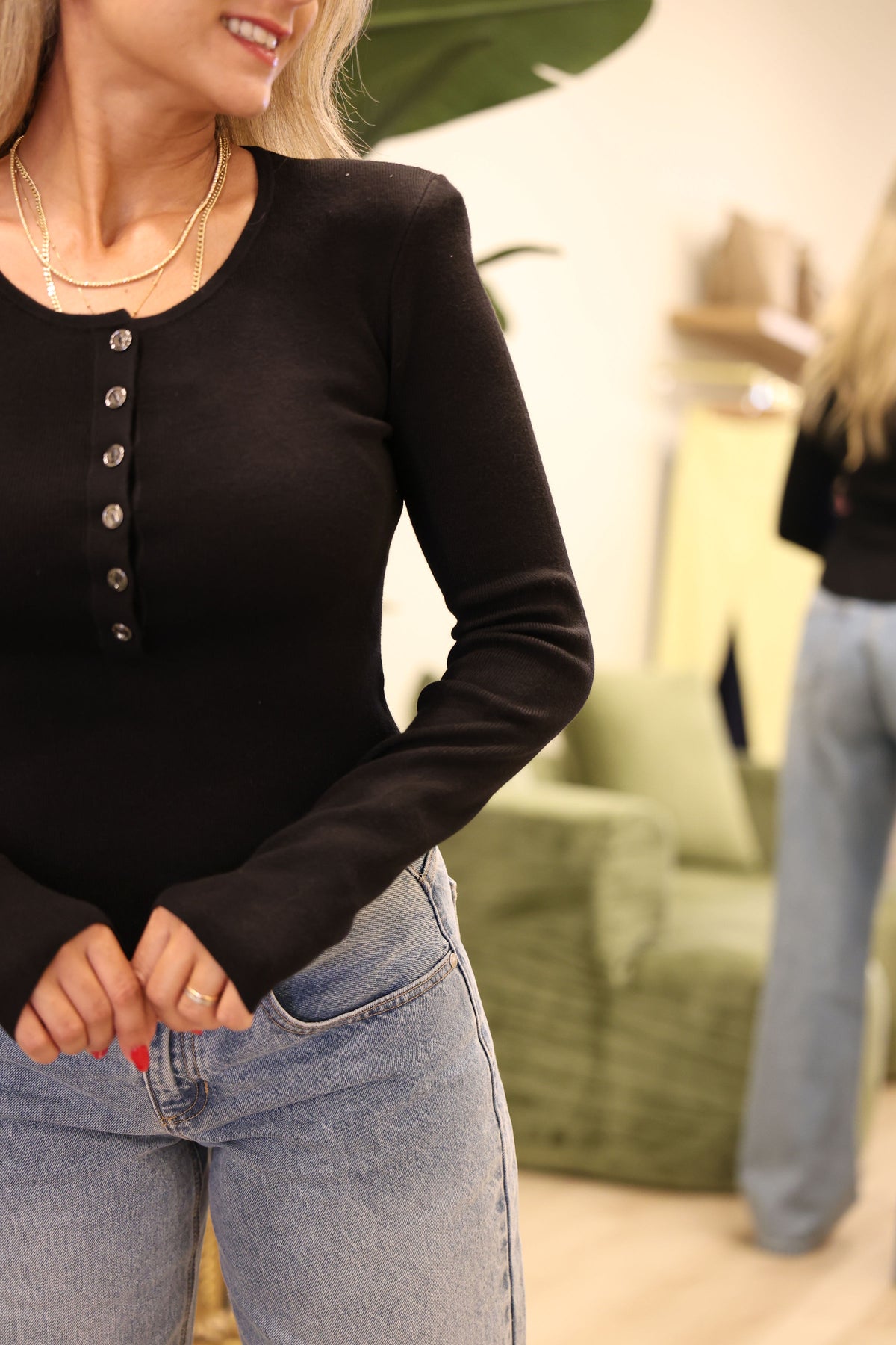 Shoulder Pad Knit Top